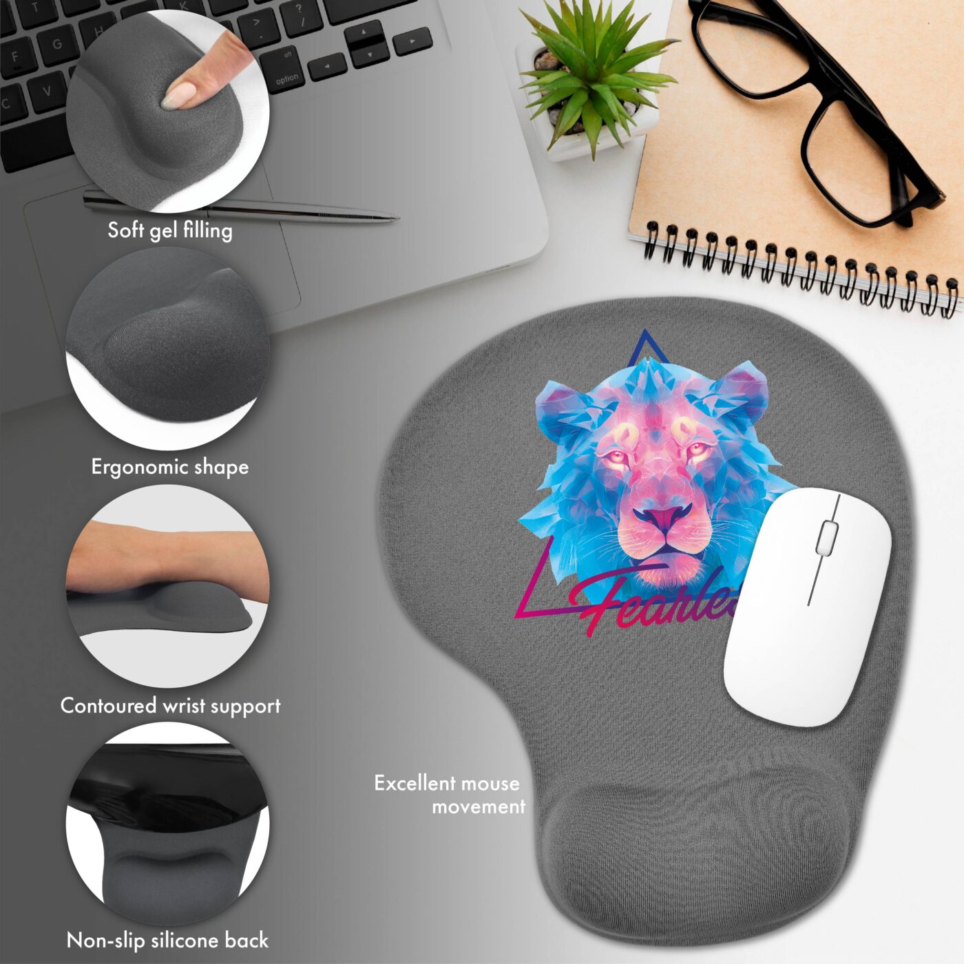 Ergonomic Grey Gel Mouse Pad – Product Display