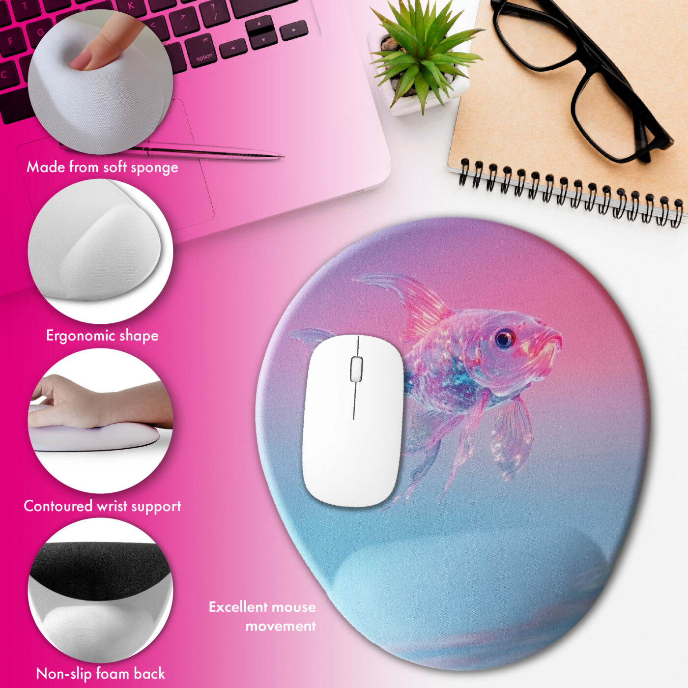 Ergonomiczna piankowa podkładka pod mysz z nadrukiem reklamowym