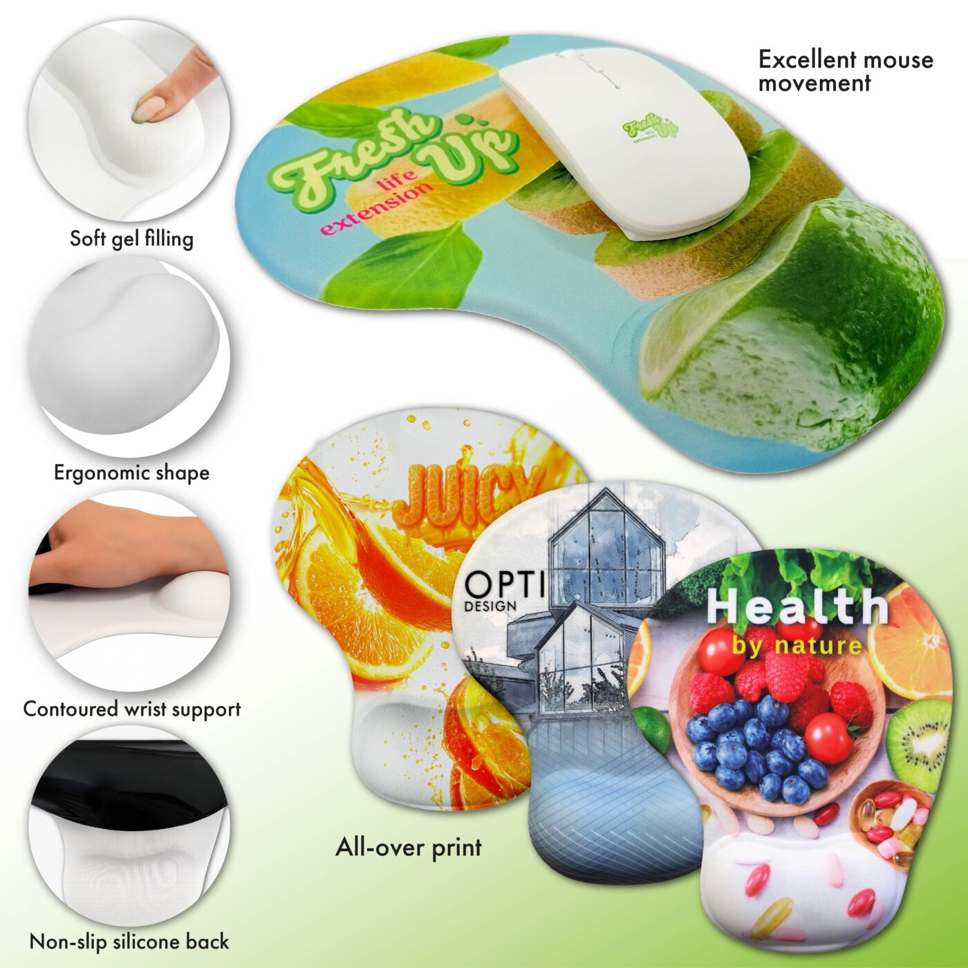 Ergonomic Gel Mouse Pad with Full-Color Sublimation Print