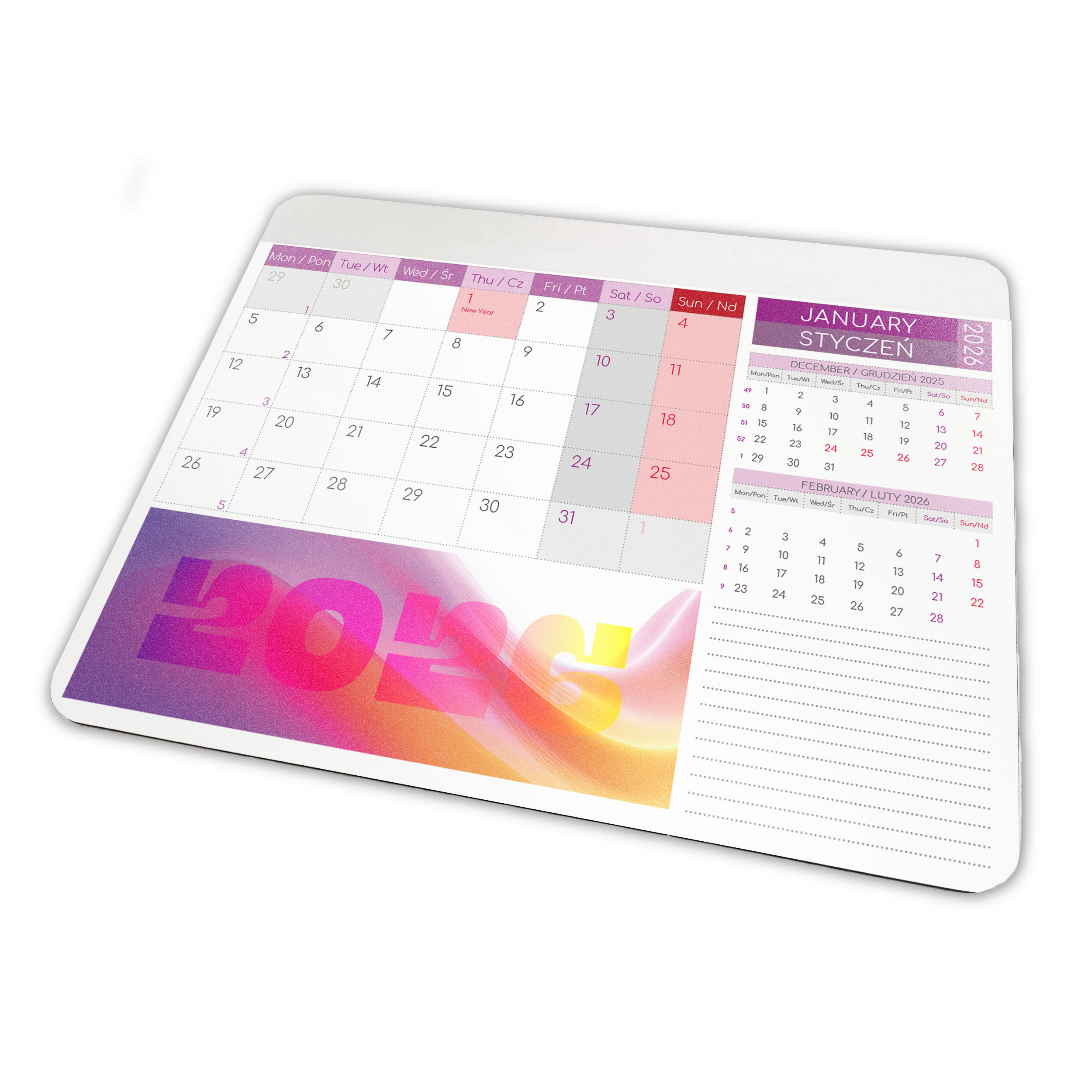 Functional office gadget - calendar mouse pad